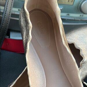 Chloe Metallic Gold Scalloped Flats